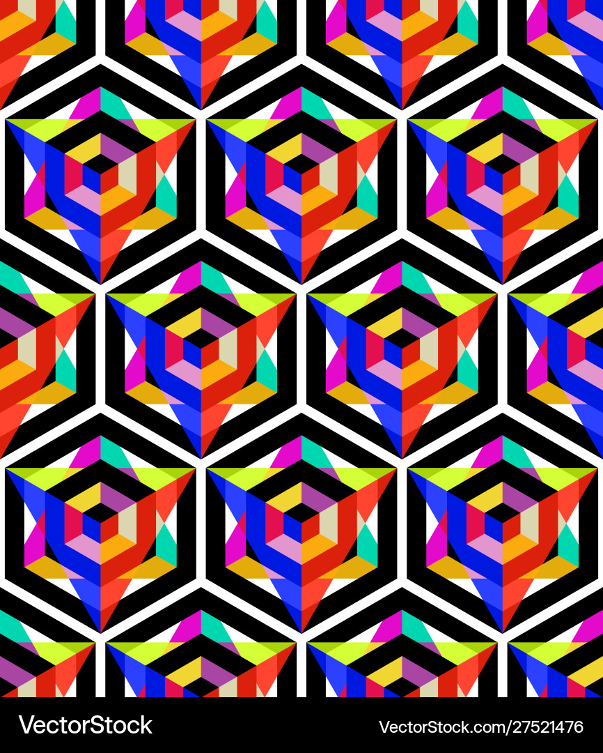 Bright Hexagon & Triangle Pattern Vector Image