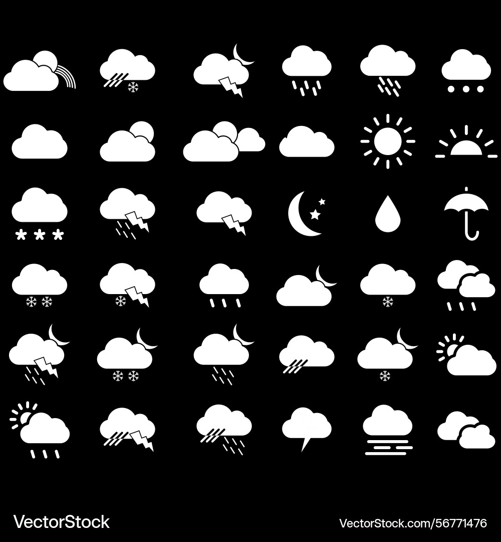 Clouds icons set of in different form Clouds icons set of in different form Vector Image