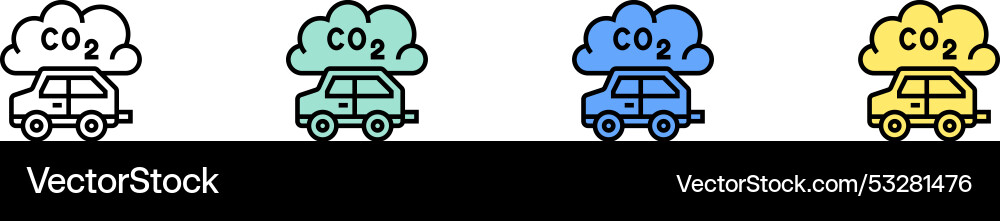 Co icon outline green blue and yellow style Co icon outline green blue and yellow style vector image
