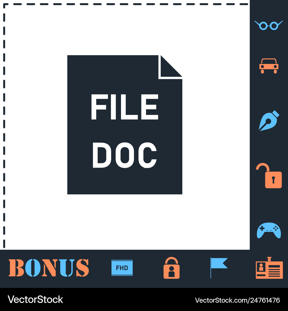 Doc file icon flat Doc file icon flat vector image