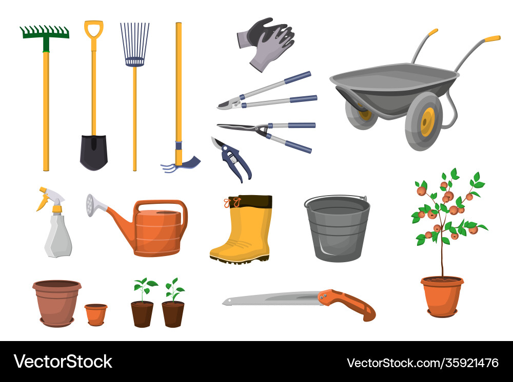 Gardening tools set Royalty Free Vector Image - VectorStock