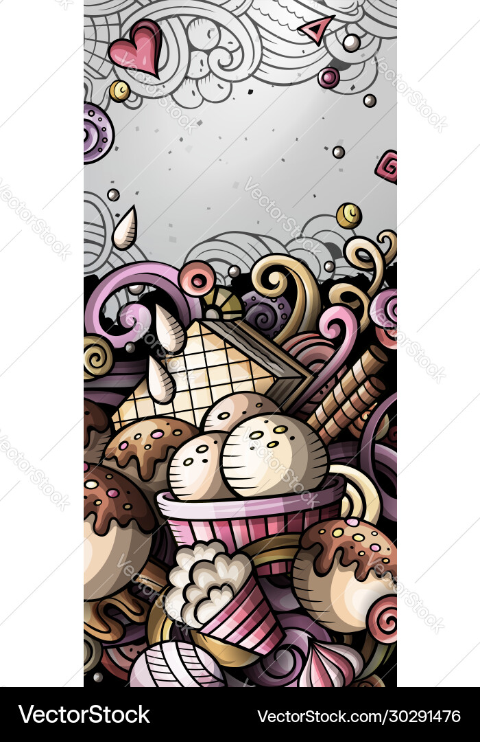 Ice cream hand drawn doodle banner cartoon Ice cream hand drawn doodle banner cartoon vector image