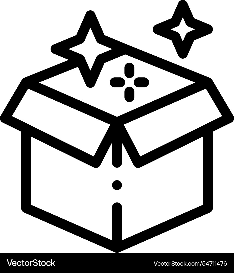 Magic box icon thin linear style design isolated Magic box icon thin linear style design isolated vector image