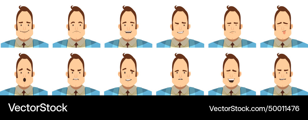 Male Emotionen avatars set cartoon style Male Emotionen avatars set cartoon style vektorbild