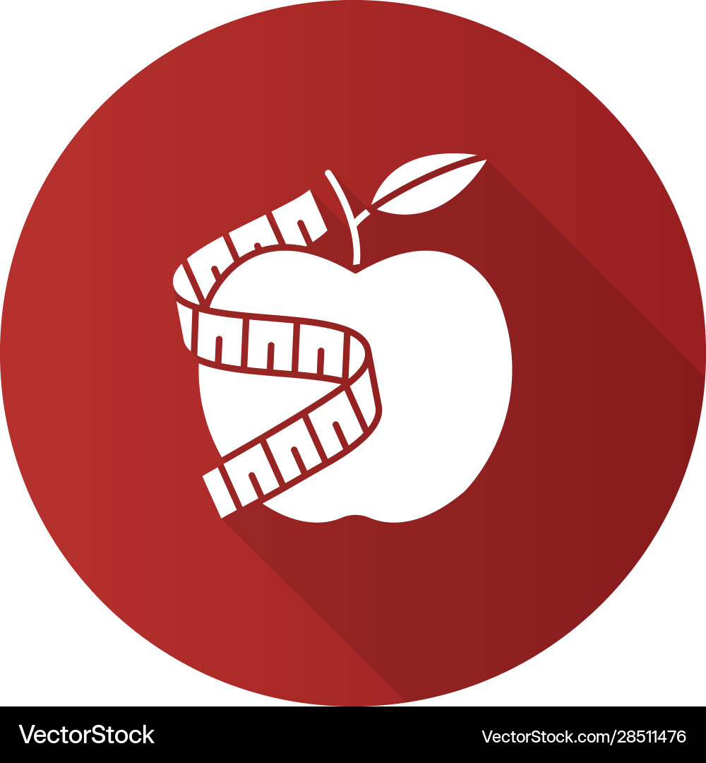 Measuring tape around apple flat design long Measuring tape around apple flat design long vector image