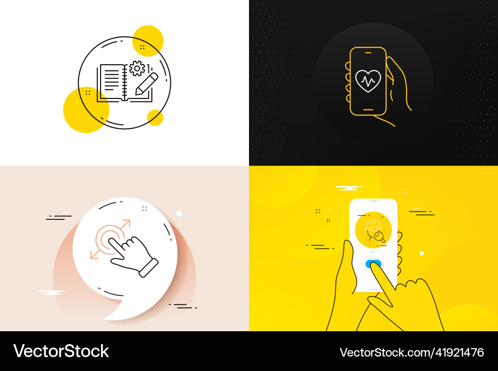 Minimal set of health app inspect and touchscreen Minimal set of health app inspect and touchscreen vector image
