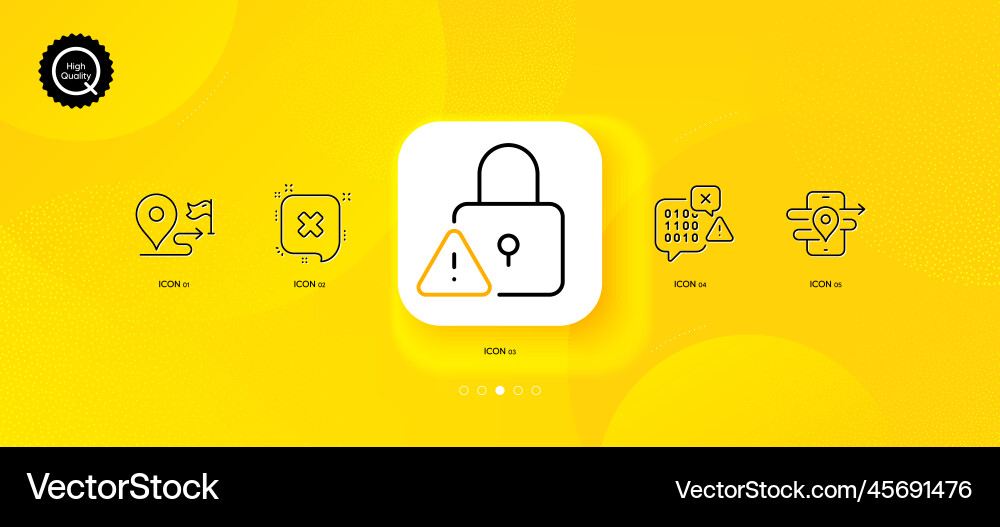 Reject binary code and lock minimal line icons Reject binary code and lock minimal line icons vector image