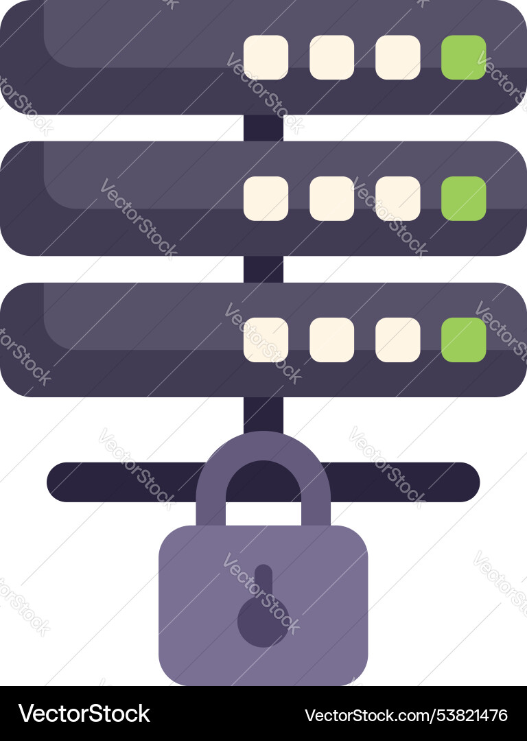 Server rack being secured with padlock icon Vector Image