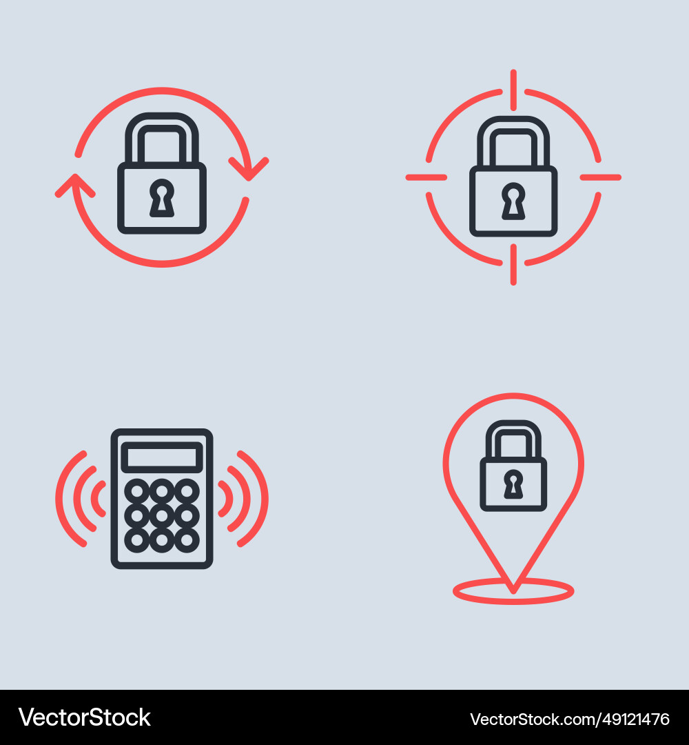 Set line lock security keypad access panel Set line lock security keypad access panel vector image