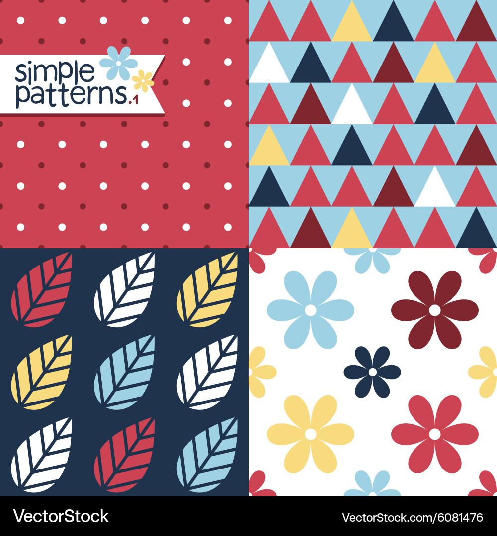 Set of four simple seamless patterns vector image