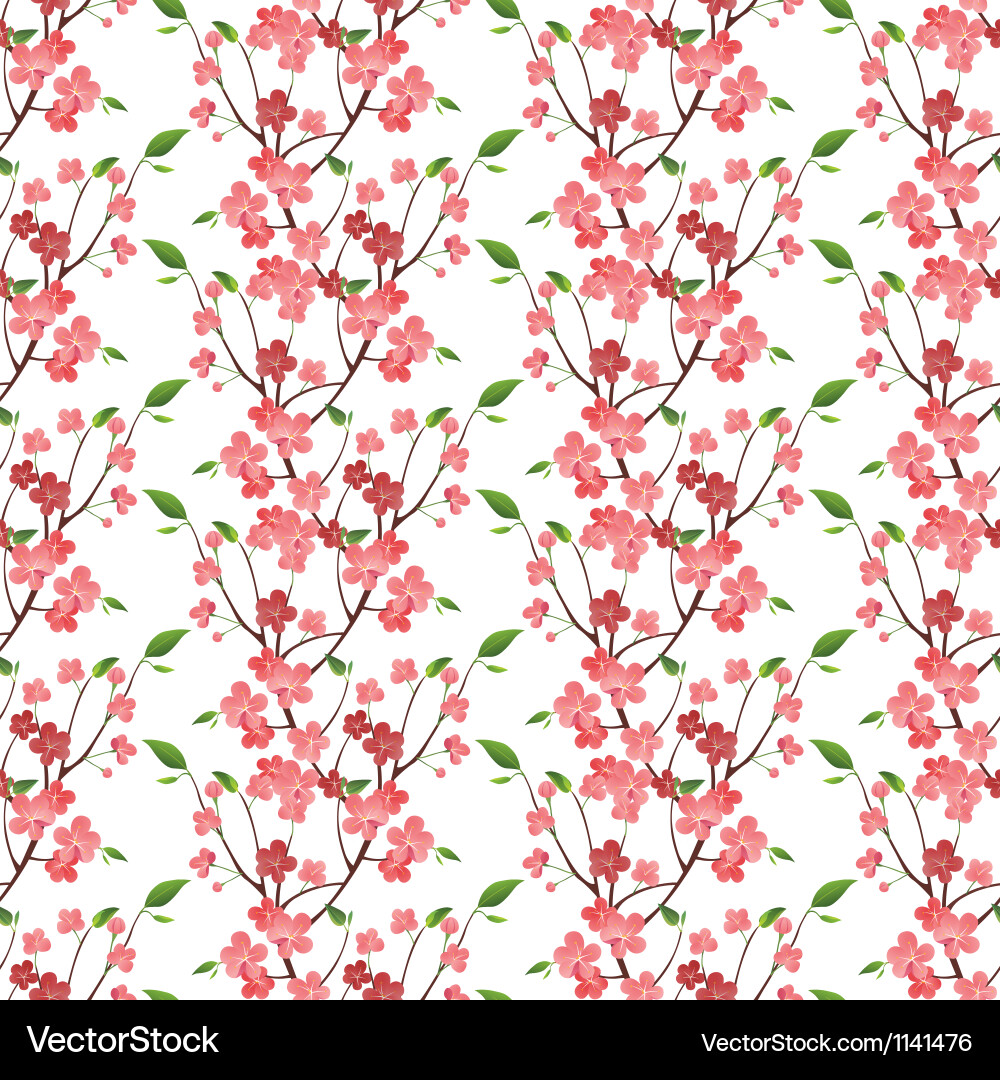 Spring Cherry Blossom Seamless Pattern Royalty Free Vector