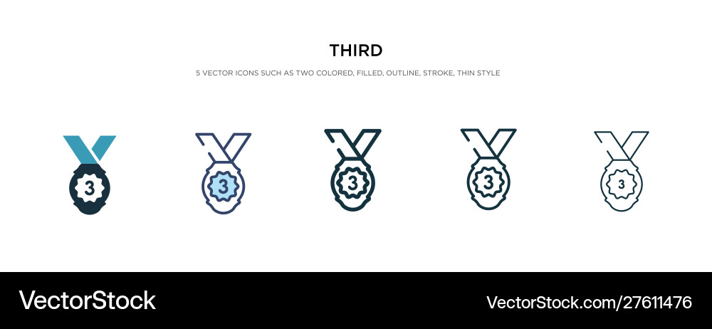 Third icon in different style two colored vector image