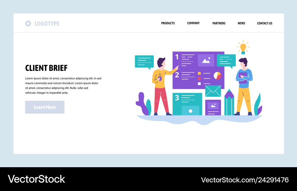 Web site design template client brief vector image