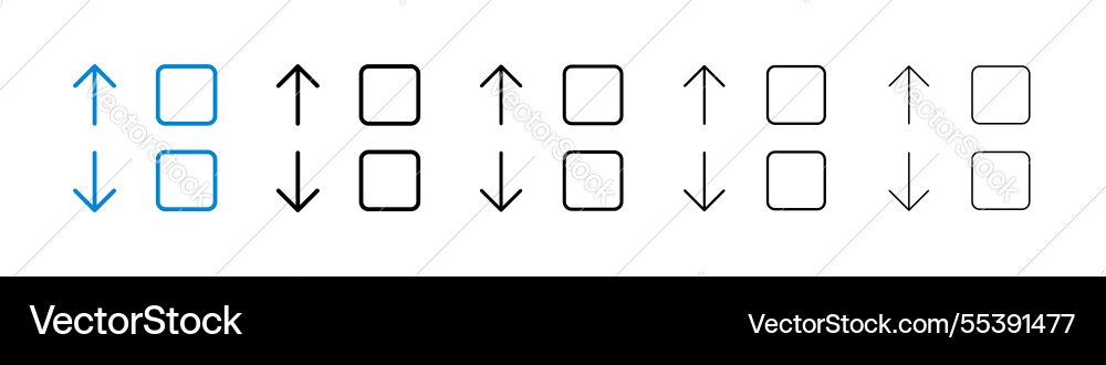 Apps sort icons in five different stroke sizes vector image