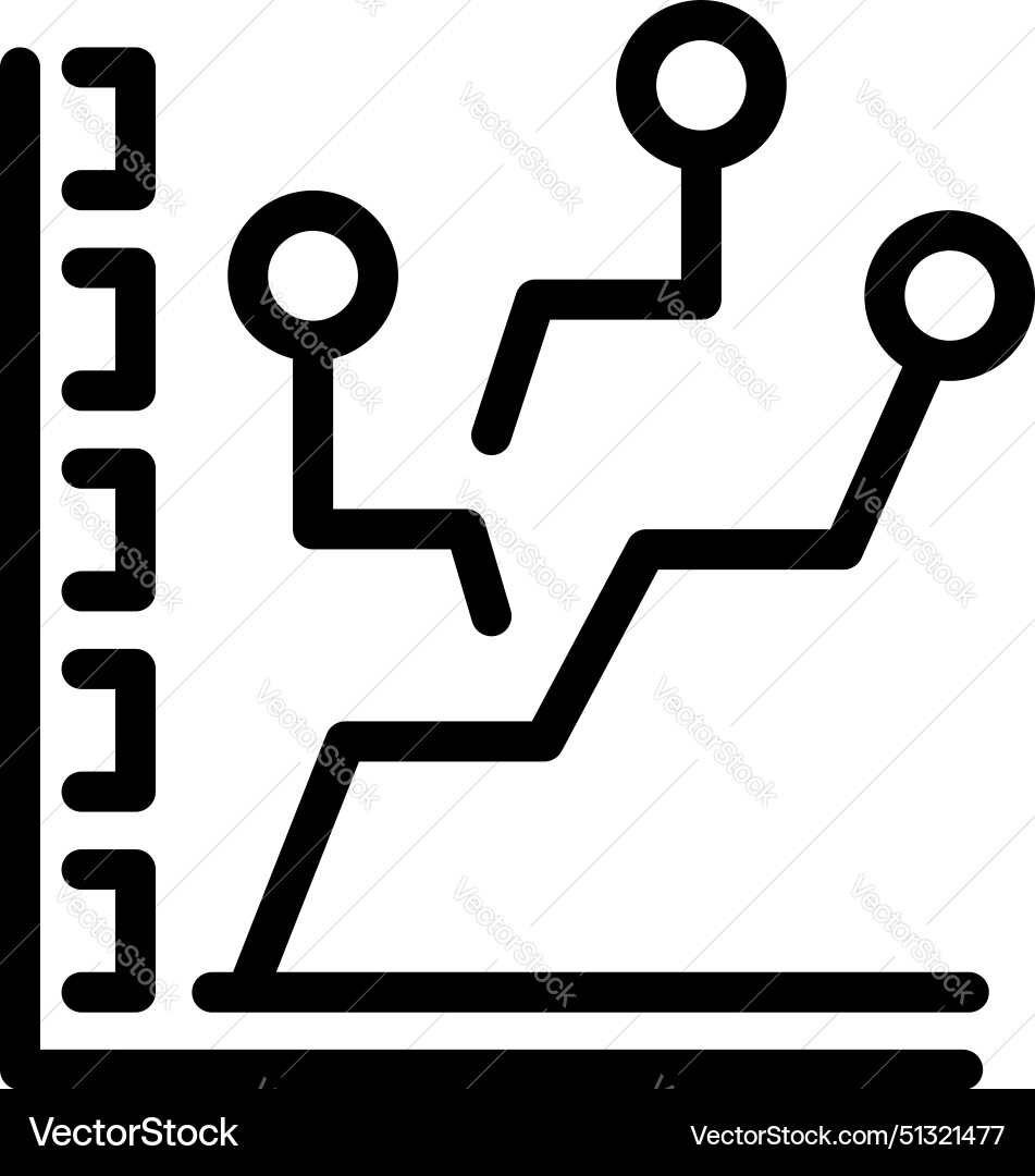 Black outline of a line chart icon symbolizing Black outline of a line chart icon symbolizing vector image