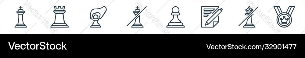 Chess game line icons linear set quality Vector Image