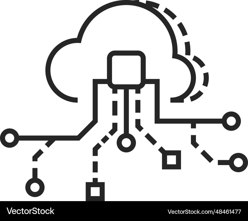 Cloud service technology linear icon data storage vector image