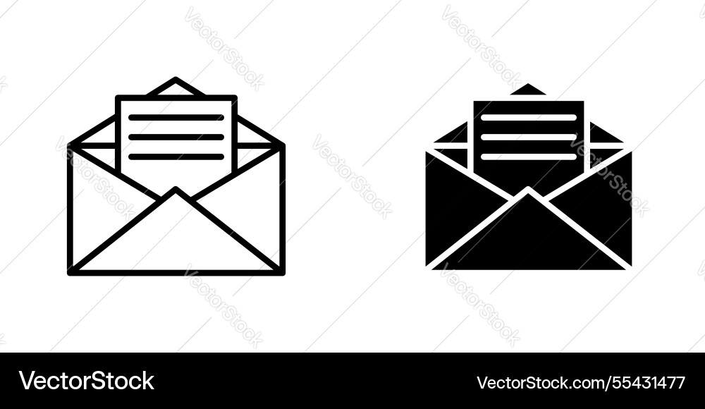 Envelope open icons set in filled and strokes Vector Image