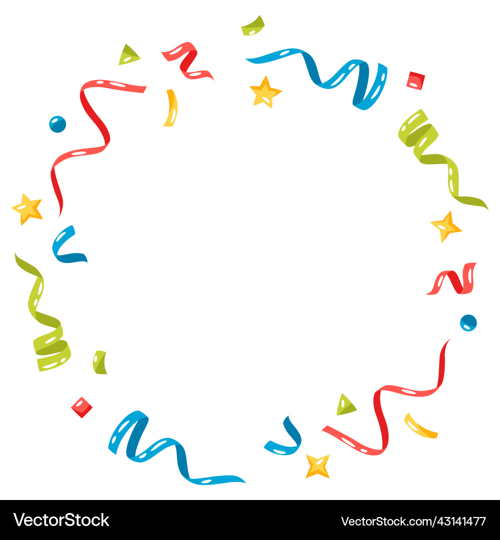 Frame with color confetti and streamers Frame with color confetti and streamers vector image