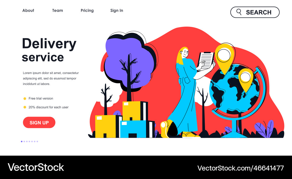 Lieferdienstkonzept für Landing Page Template Lieferdienstkonzept für Landing Page Template vektorbild