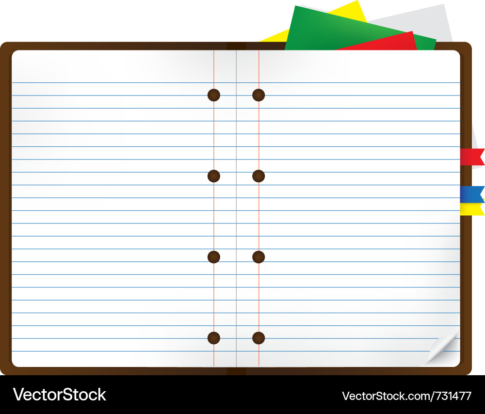 Notebook with Bookmarks and Notepads Vector Image