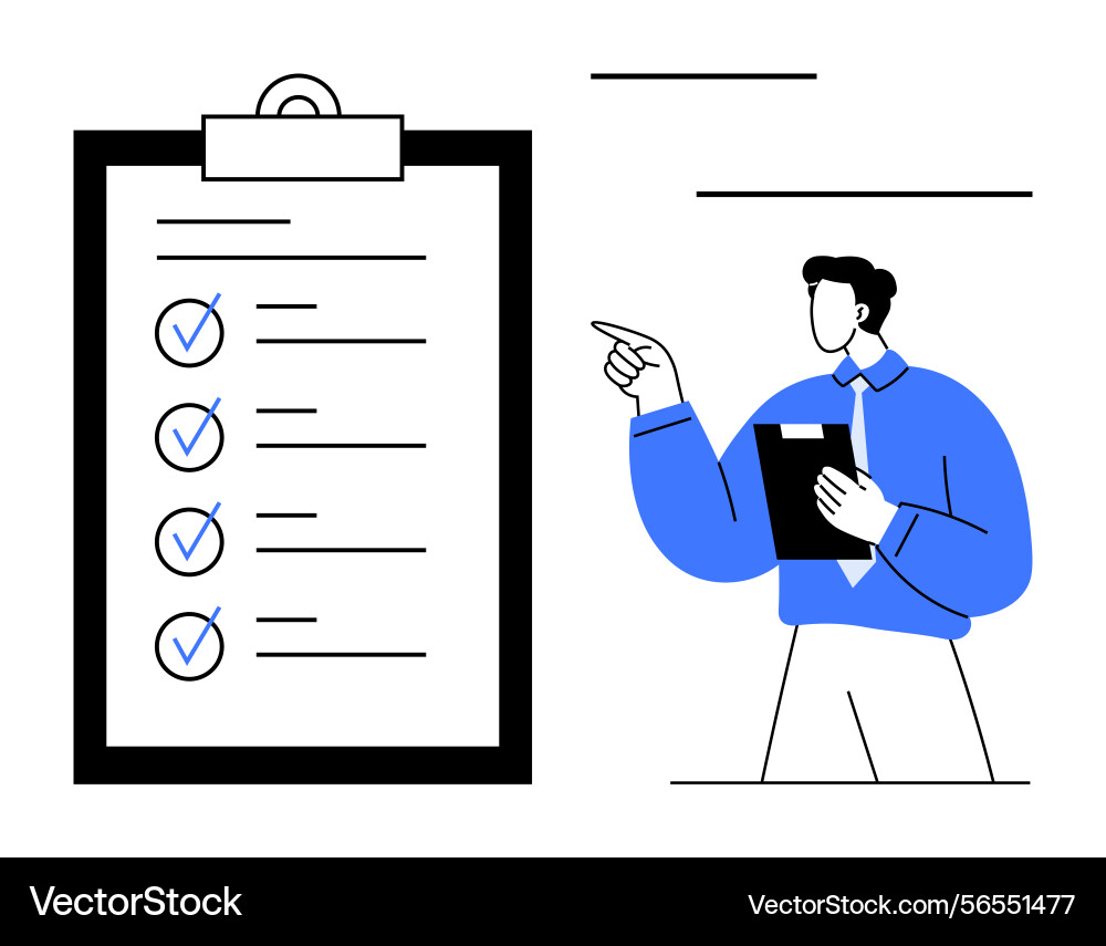 Professional presenting checklist with clipboard vector image