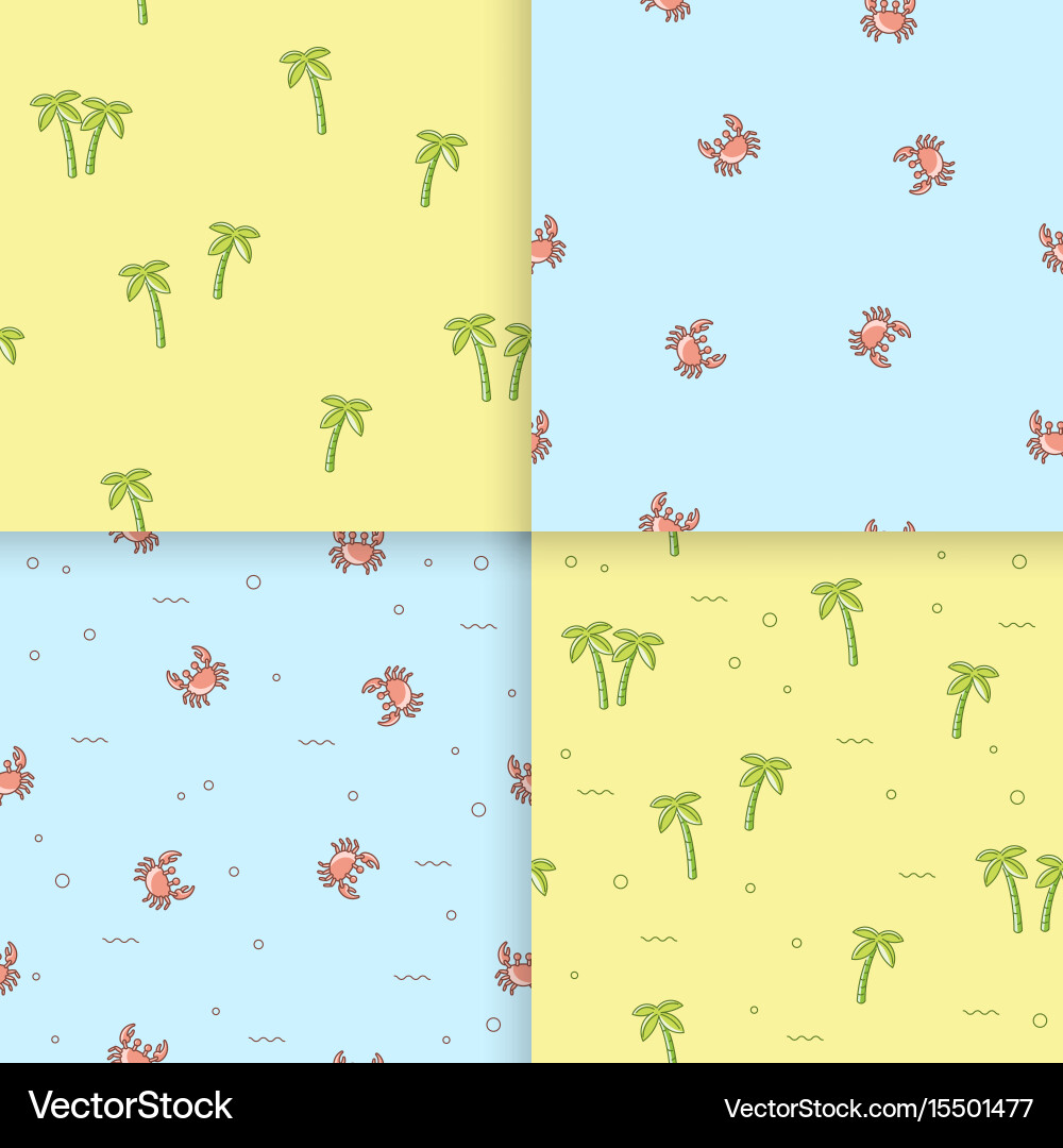 Seamless pattern palm tree and crab vector image