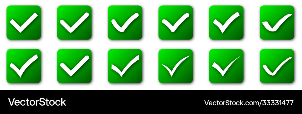 Set check mark buttons approved icons Set check mark buttons approved icons vector image