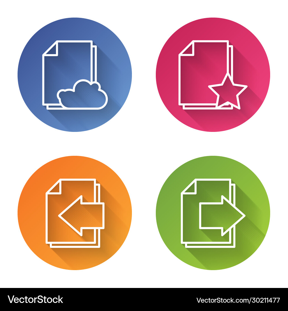 Set line cloud storage text document Set line cloud storage text document vector image