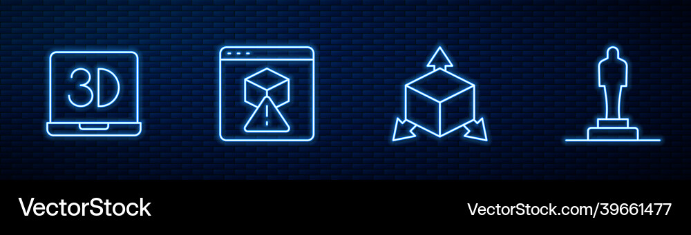Set line isometric cube 3d printer and model Set line isometric cube 3d printer and model Vector Image