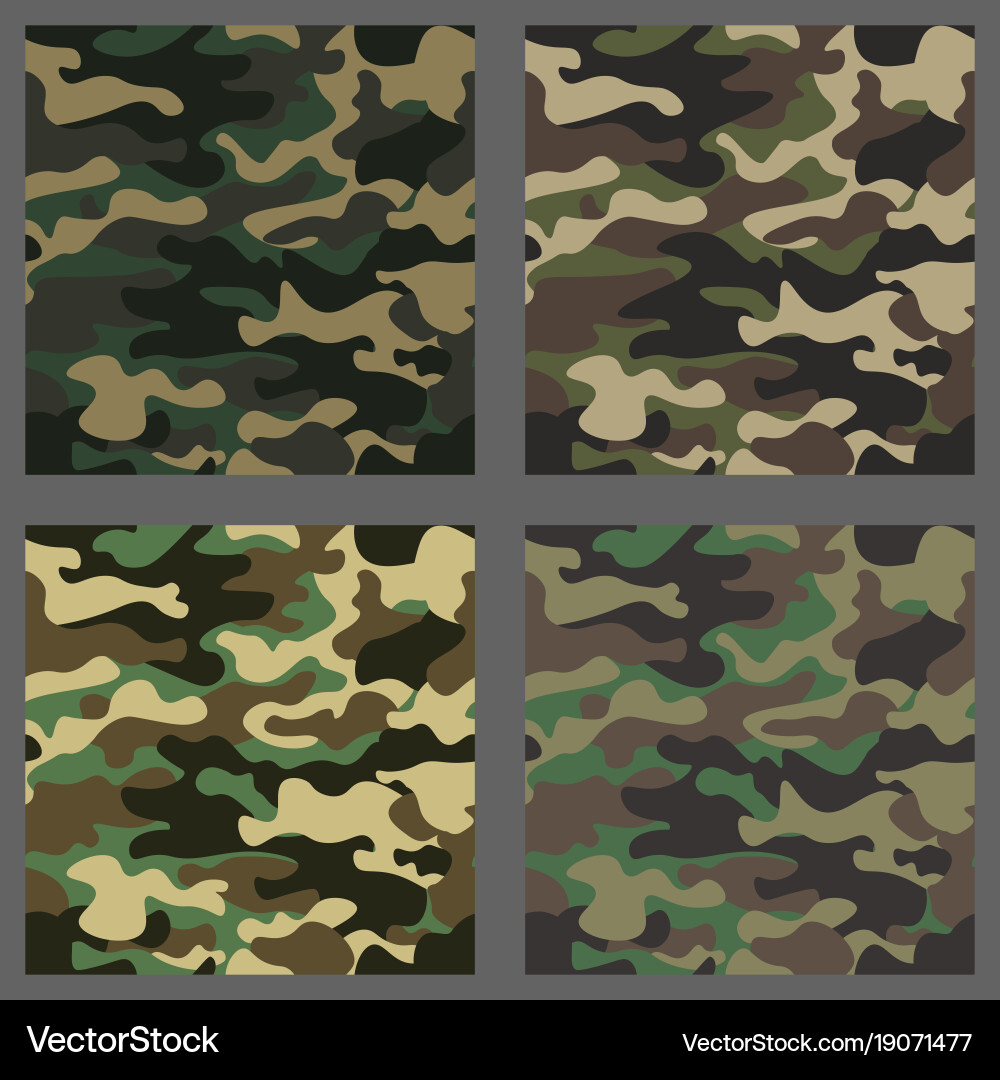 Set of camouflage seamless patterns background vector image