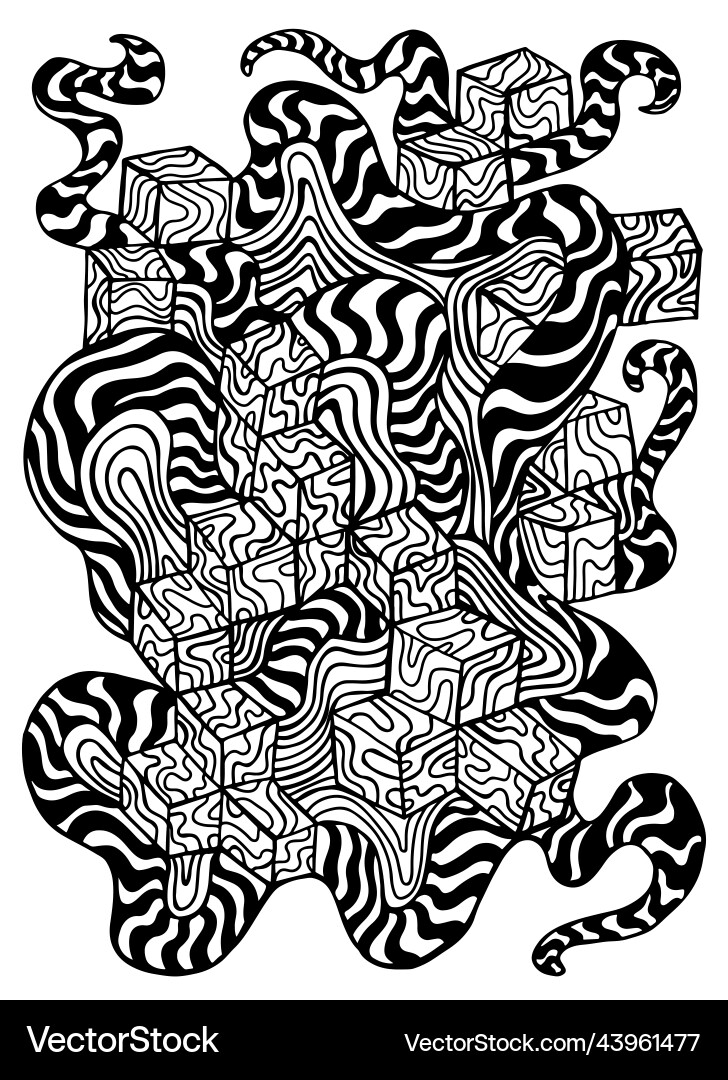 Surreal abstract coloring page pattern isolated Vector Image