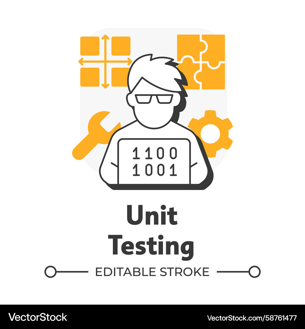 Unit Testing Icon - Flat Outline Vector Image
