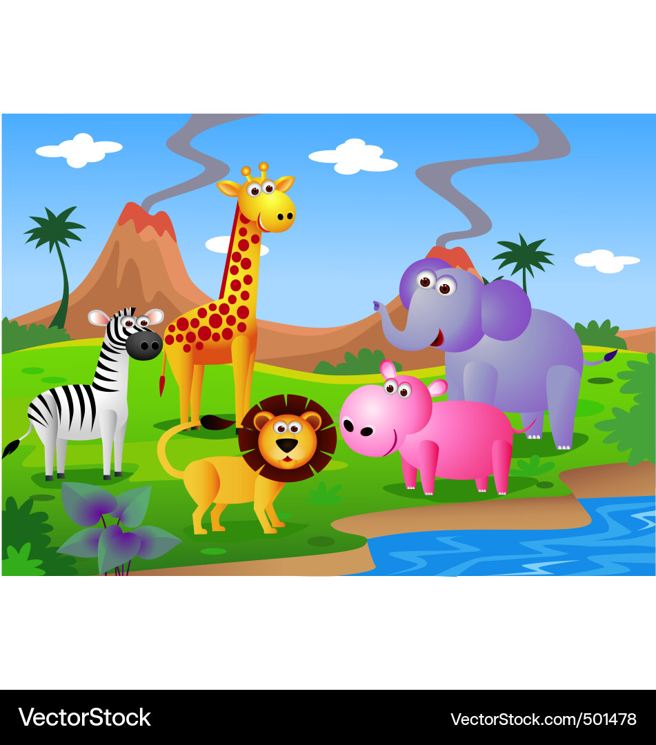 Cartoon Safari Tiere Vektorbild