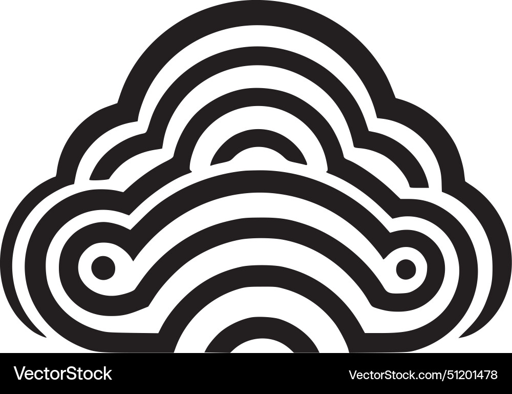 Cloud - black and white vector image