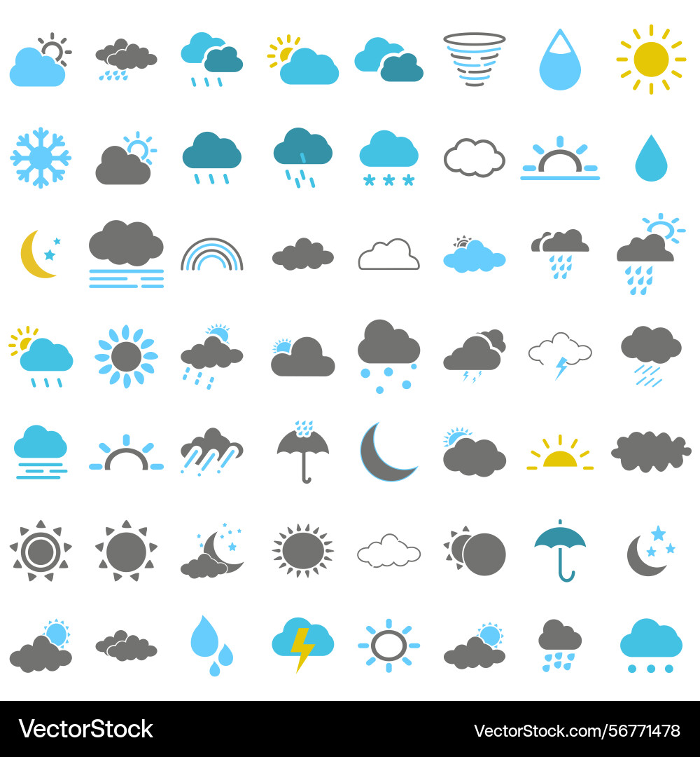 Clouds icons set of in different form Clouds icons set of in different form Vector Image