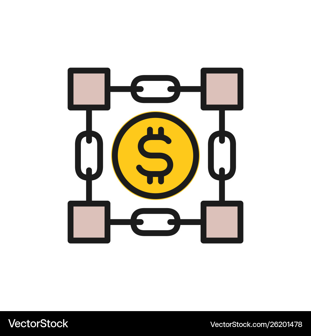 Coin with blockchain cryptocurrency bitcoin vector image