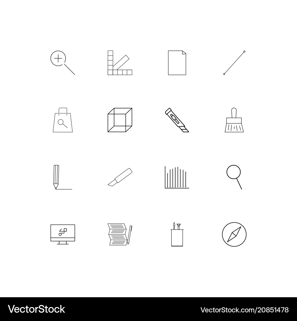 Creative process and design linear thin icons set Vector Image