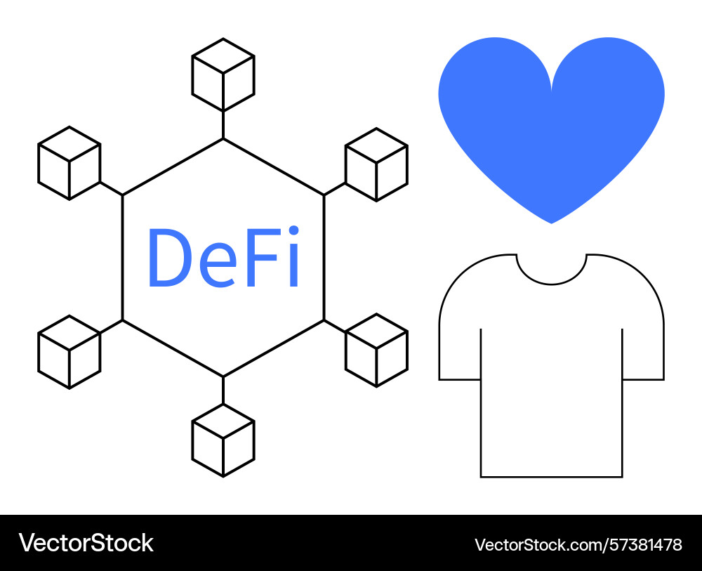 Decentralized finance network with hexagonal Decentralized finance network with hexagonal vector image