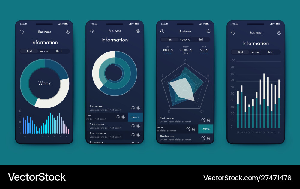 Different ui ux gui screens and flat web icons Vector Image