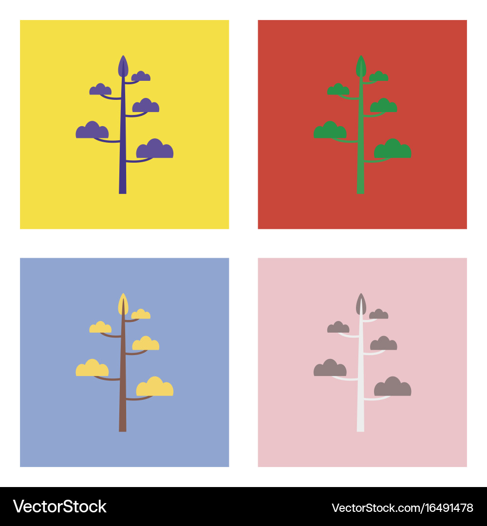 Flat icon design collection simple tree Vector Image