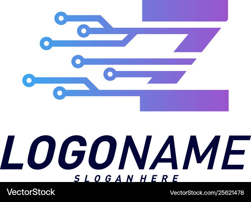 Font with technology logo design concepts Vector Image