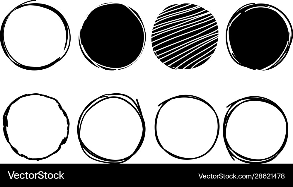 Hand drawn circle frame with scribble round lines vector image