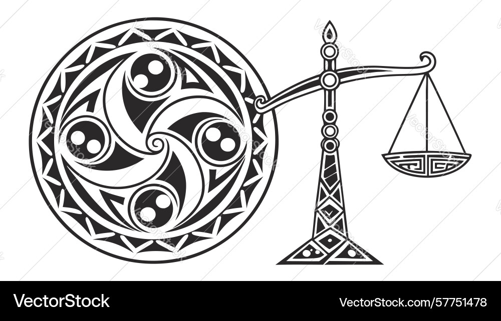 Justice scales with intricate pattern icon design Vector Image