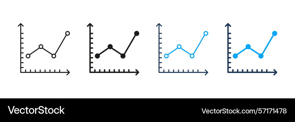 Line graph chart and solid icon set data Line graph chart and solid icon set data vector image