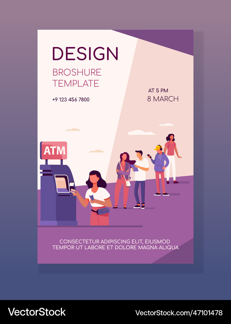 Queue of people standing for using atm Queue of people standing for using atm vector image