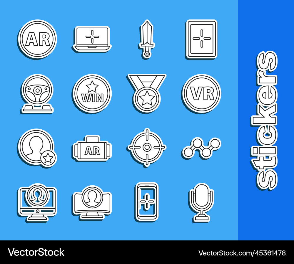 Set line microphone share virtual reality Set line microphone share virtual reality vector image