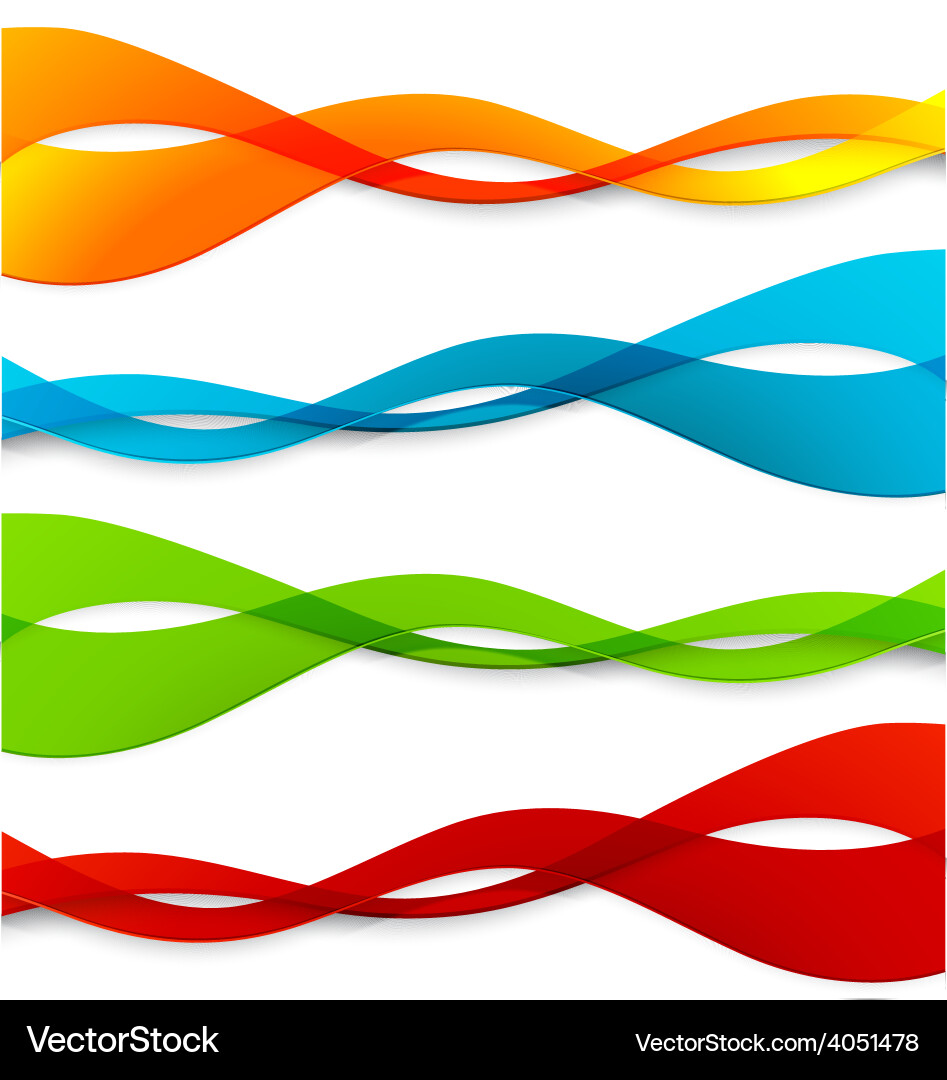Set of abstract color wavy lines vector image