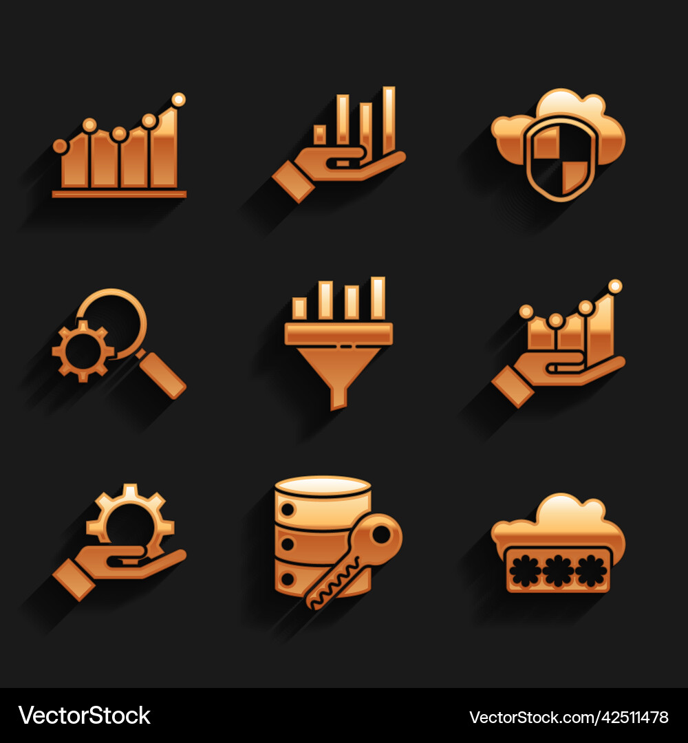 Set sales funnel with chart server security key Set sales funnel with chart server security key vector image