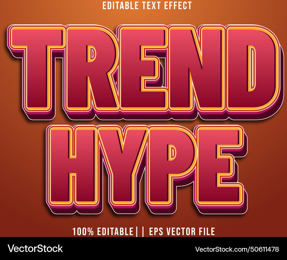 Trend hype editable text effect 3d gradient style Trend hype editable text effect 3d gradient style vector image